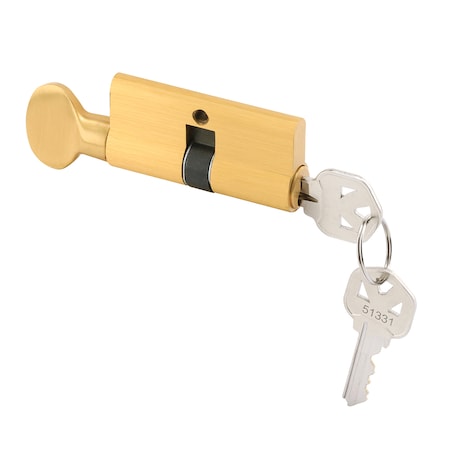 Prime-Line Key Cylinder with Thumbturn, Solid Brass Construction, Polished Brass (Single Pack) K 5062